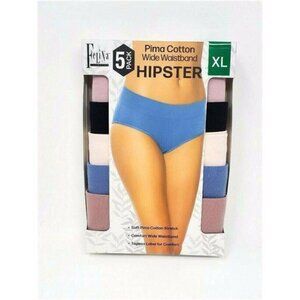 Felina, 5-Pack Pima Cotton Wide Waistband Hipsters (Multı, X-Large)